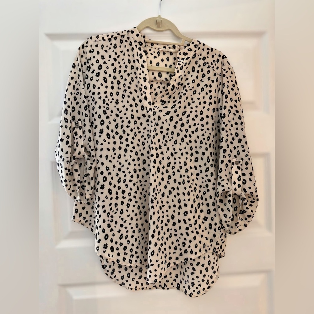 Lush Cream and Black Patterned Blouse